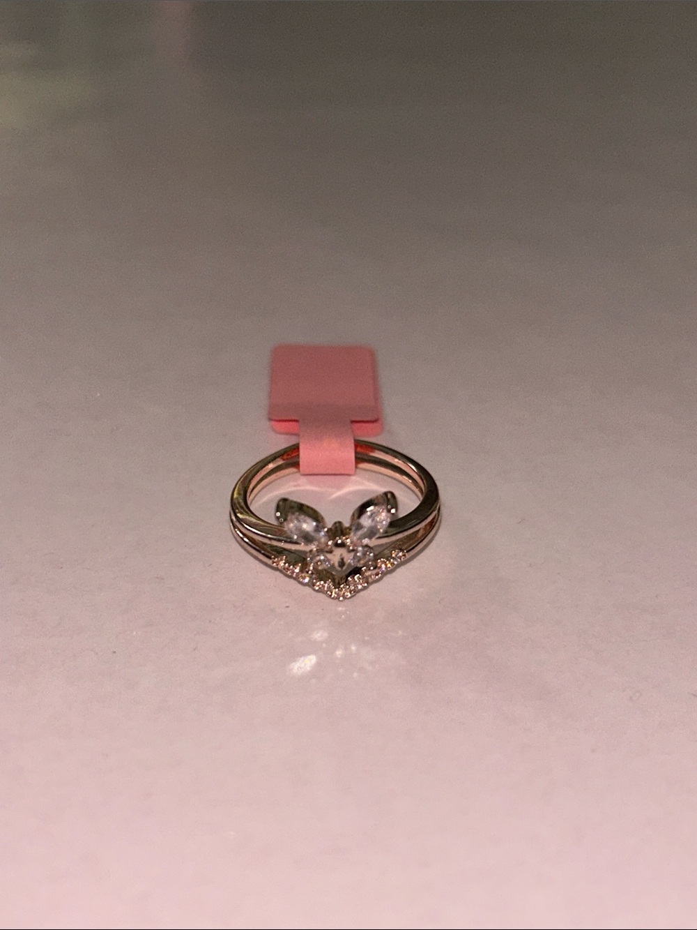 Rose Gold-Tone Butterfly Stacked Ring
